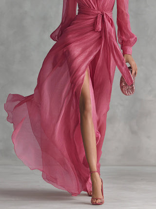 Fionnuala™ - Elegant Chiffon V-neck Tie-waist Long Dress