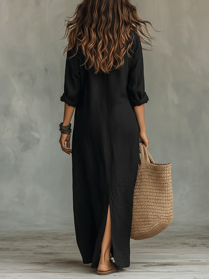 NEROLI™ - Soft Button-Down Maxi Dress