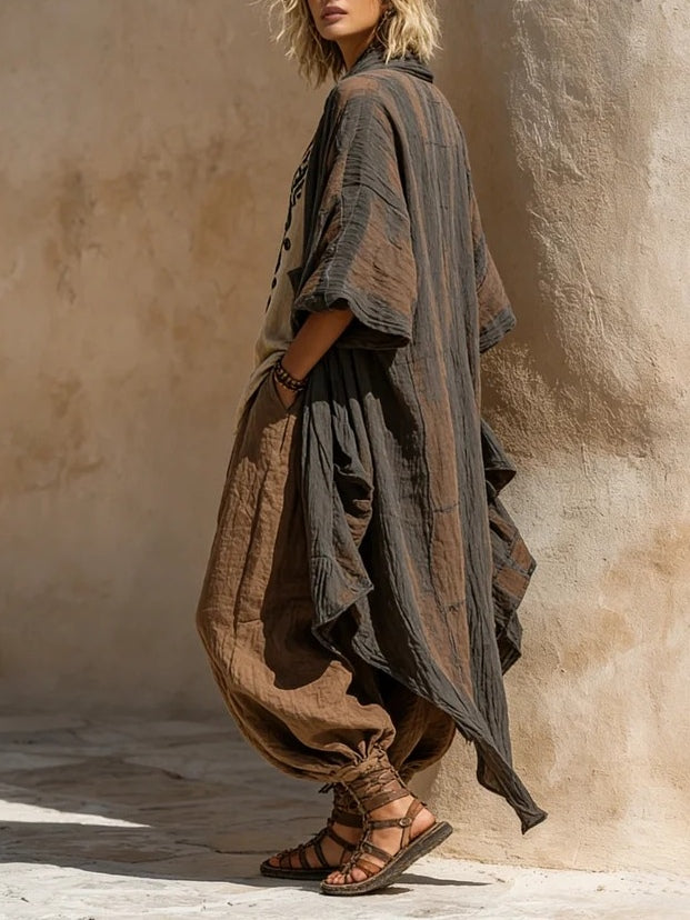 Rosamond™ - Nomadic Bohemian Art Print Three-Piece Set Outfit