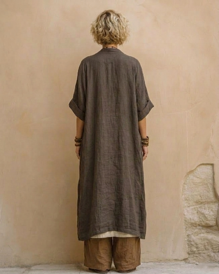 Elberta™ - Dark Gray & Brown Tribal Print Three-Piece Set