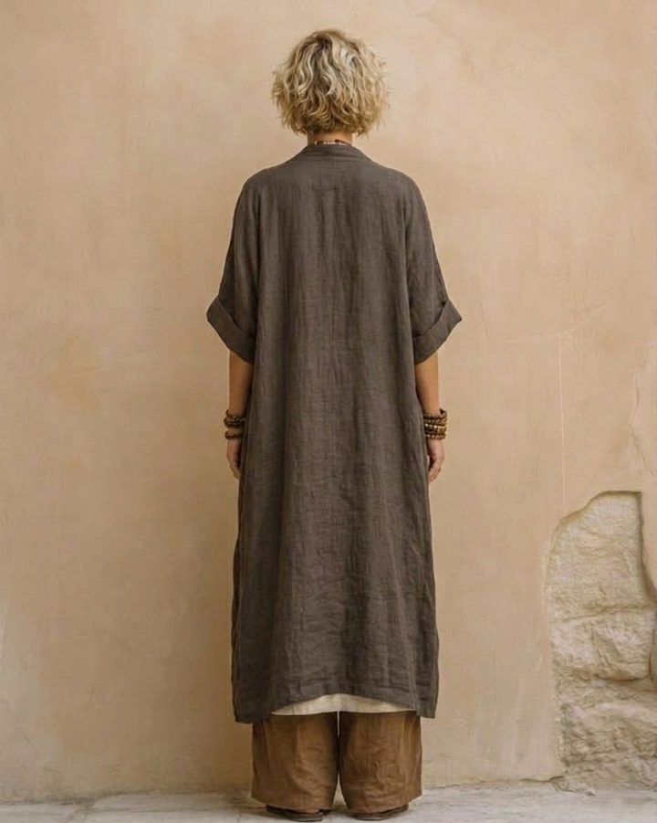 Elberta™ - Dark Gray & Brown Tribal Print Three-Piece Set