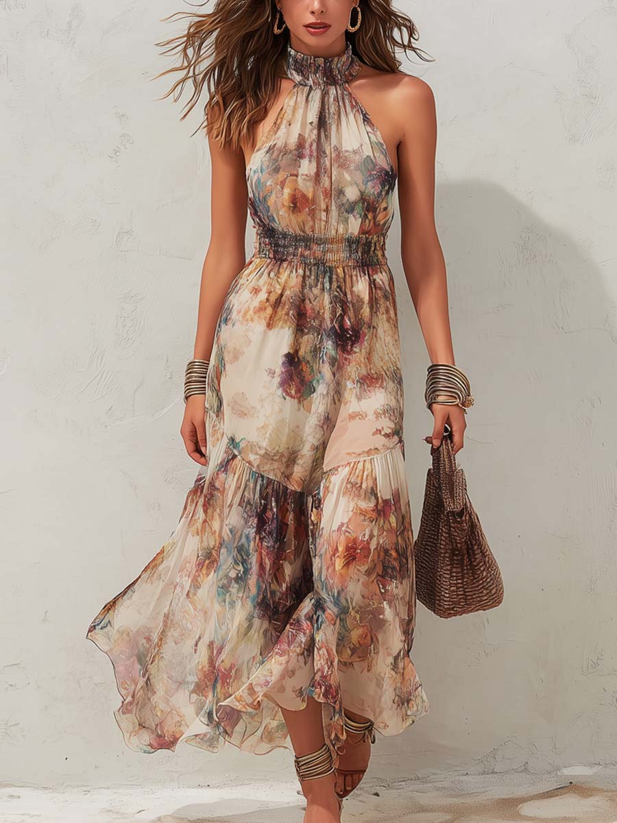 Verlaine™ - Vintage Floral Soft Midi Dress