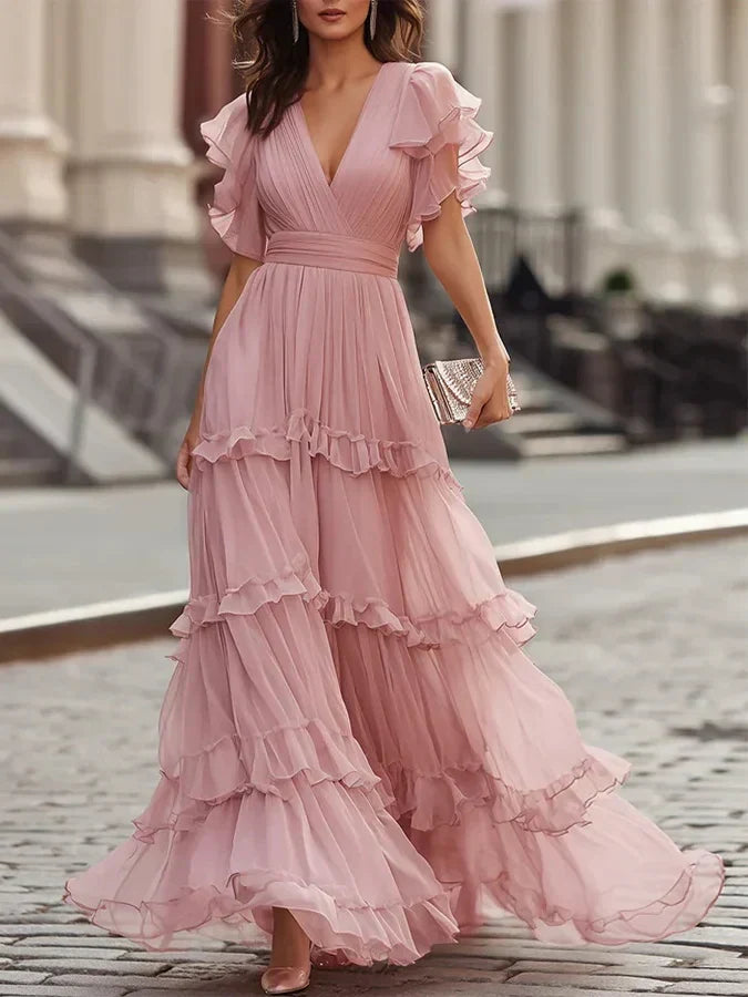 Hyacinthe™ - Light Pink Elegant Wedding Maxi Dress