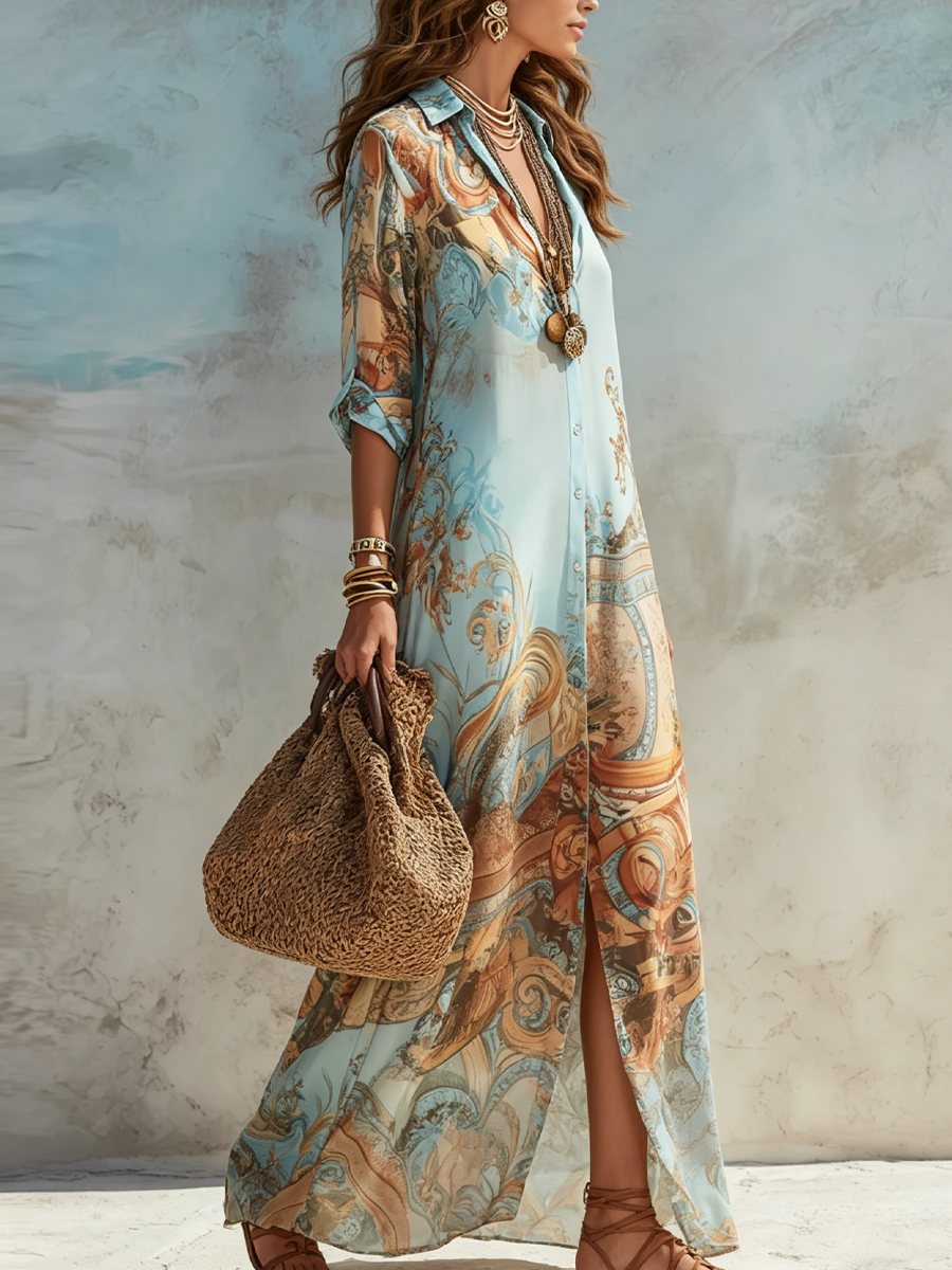 AMALFI™ - Mediterranean Shirt Dress