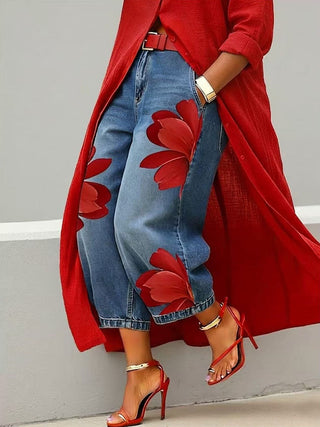 ORIANE™ - Floral Cropped Wide-Leg Trousers