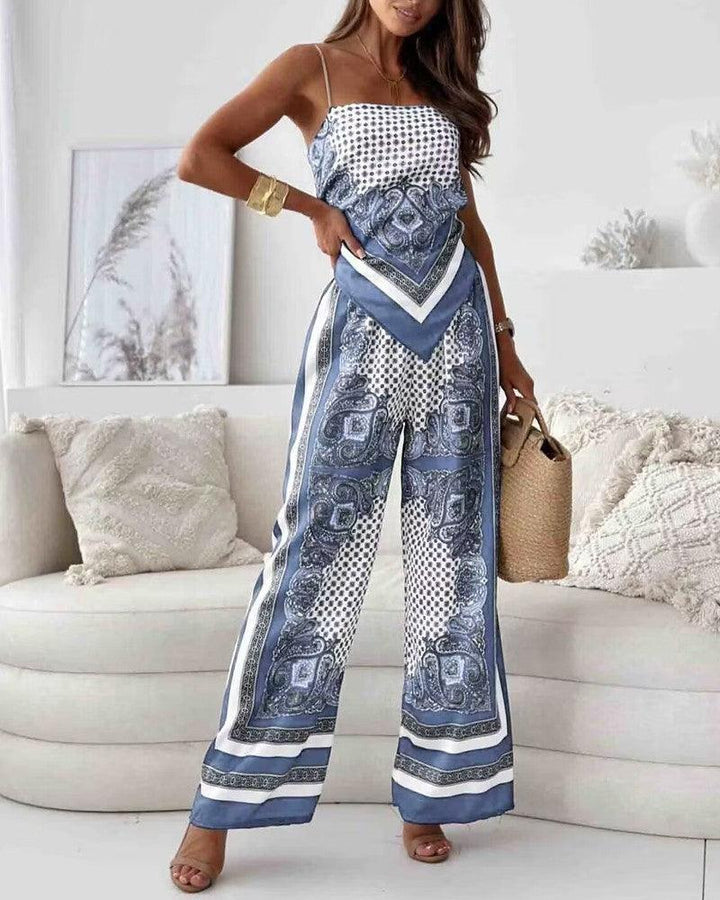 Ianthe™ - Vacation Ready Stylish Lace-Up Vest & Pants Two-Piece Set Dress