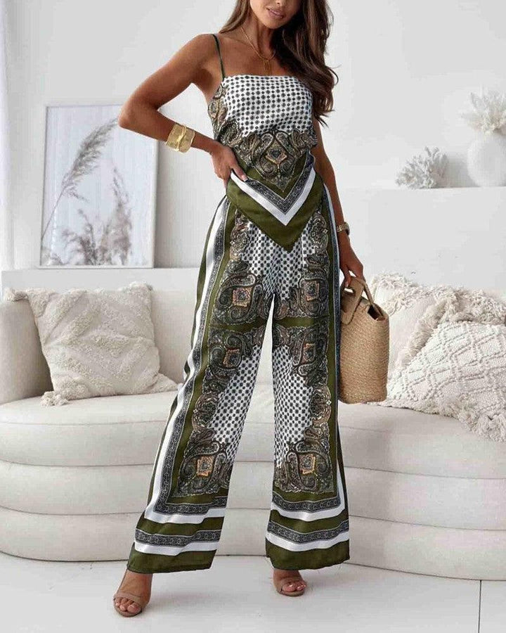 Ianthe™ - Vacation Ready Stylish Lace-Up Vest & Pants Two-Piece Set Dress