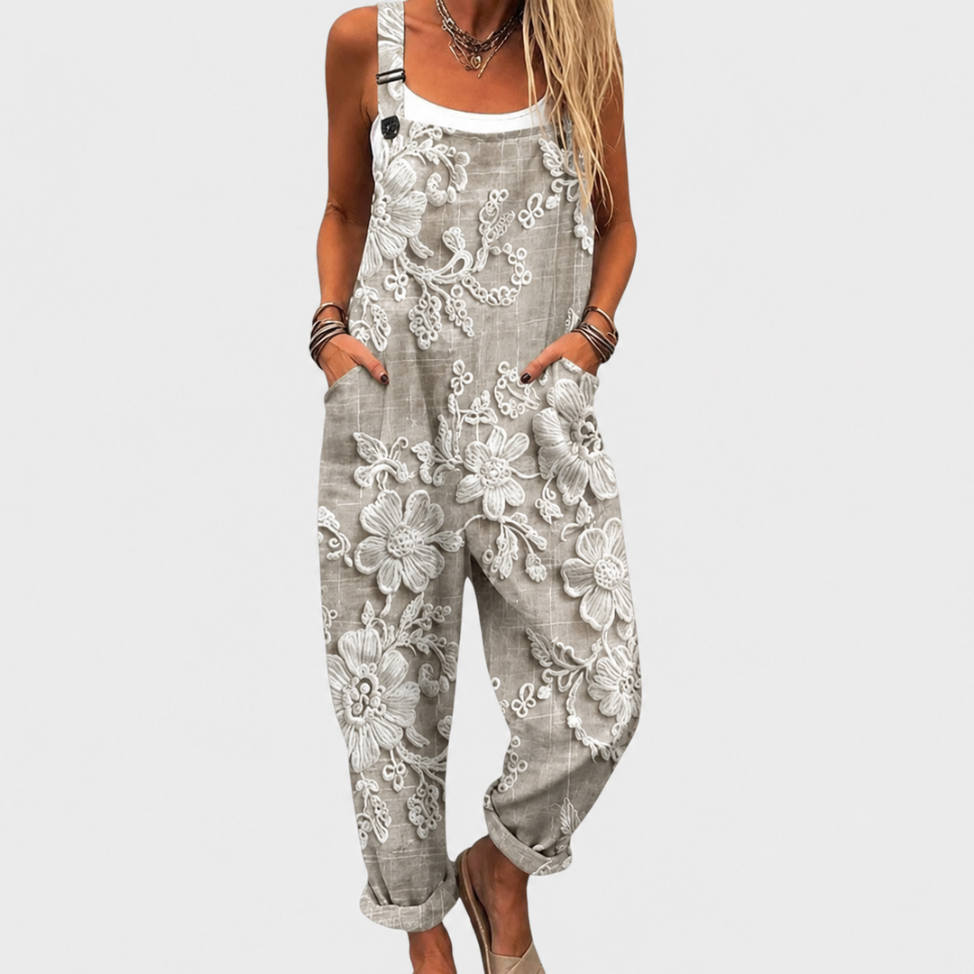 GRETA - Grey Printed Comfort Jumpsuit