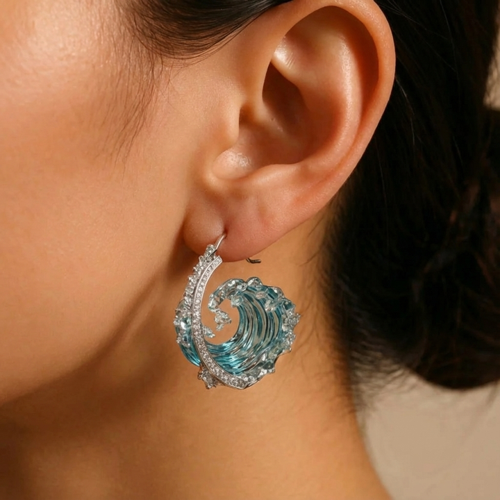 CORDELIA - Silver Wave Drop Earrings