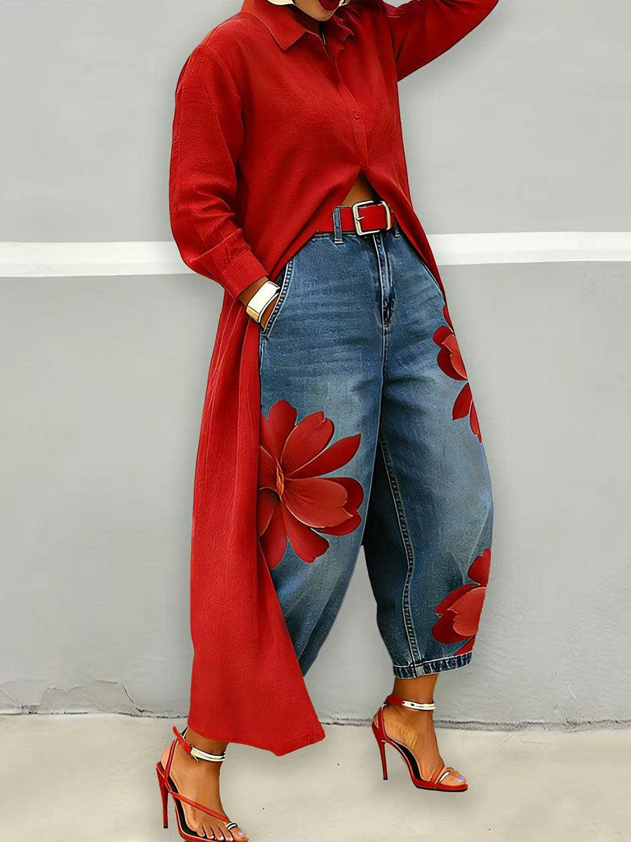 ORIANE™ - Floral Cropped Wide-Leg Trousers