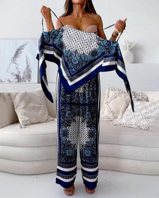 Ianthe™ - Vacation Ready Stylish Lace-Up Vest & Pants Two-Piece Set Dress