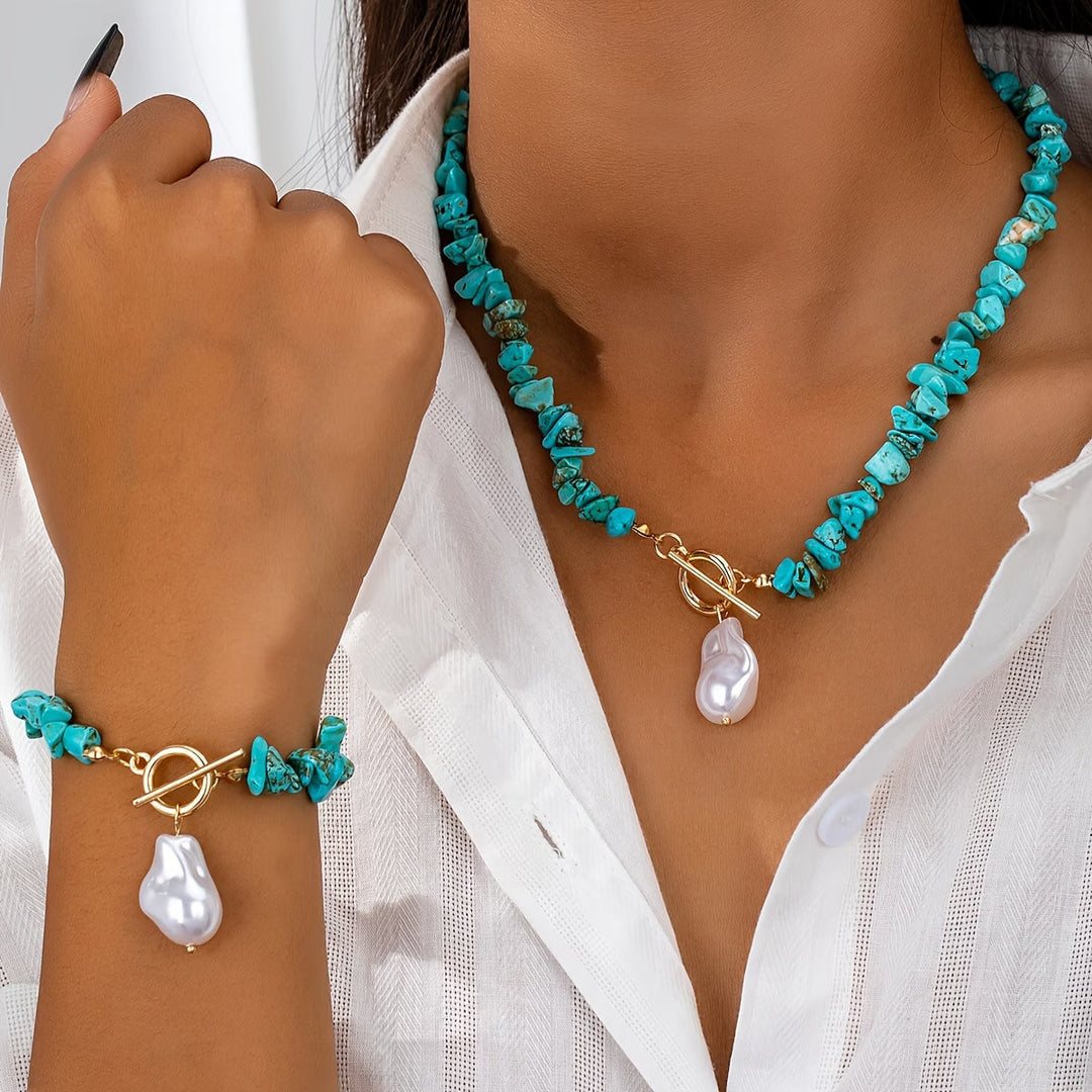 CAMILLE - Turquoise Pearl Jewelry Set