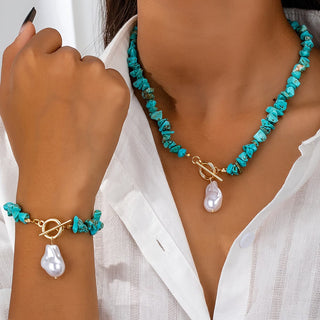 CAMILLE - Turquoise Pearl Jewelry Set