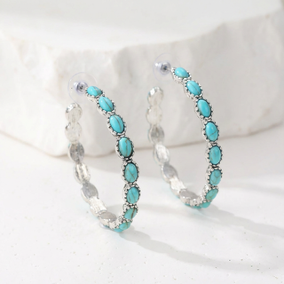 MARCELINE - Oval Silver Hoop Earrings