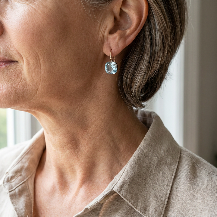 SOLVEIG - Blue Inlaid Zirconia Earrings