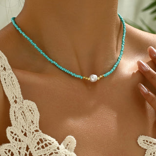 ADELINE - Minimal Turquoise Pearl Necklace