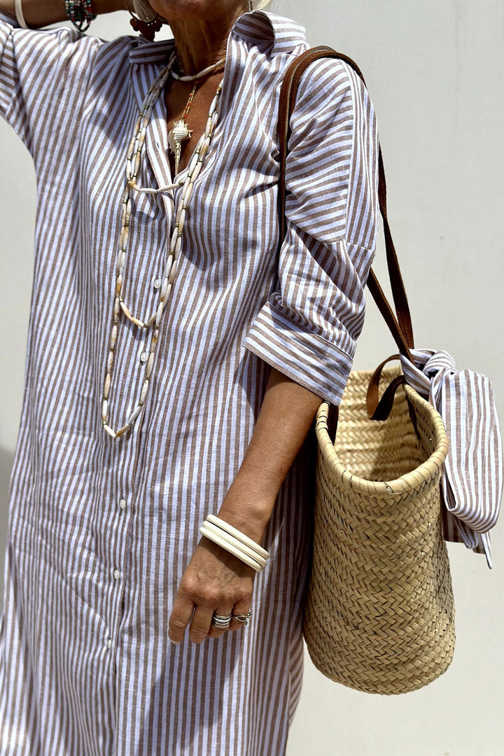 Priya™ - Timeless Striped Shirt Dress