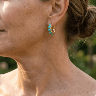 ARLETTE - Turquoise Sculpted Hoop Earrings