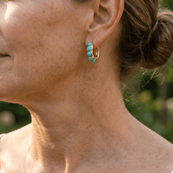 ARLETTE - Turquoise Sculpted Hoop Earrings