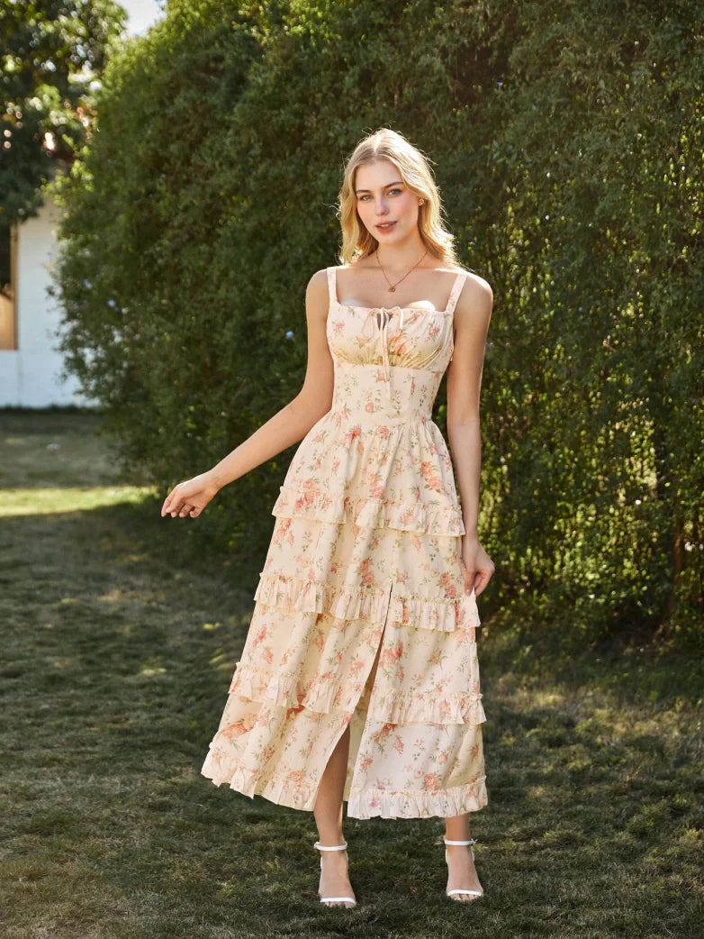 MADELEINE™ - Floral Front-Slit Pocket Dress