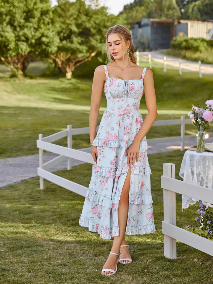 MADELEINE™ - Floral Front-Slit Pocket Dress