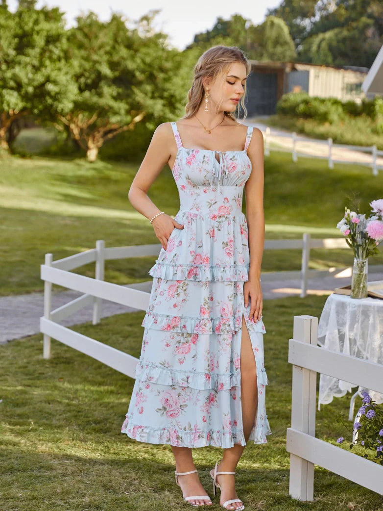 MADELEINE™ - Floral Front-Slit Pocket Dress
