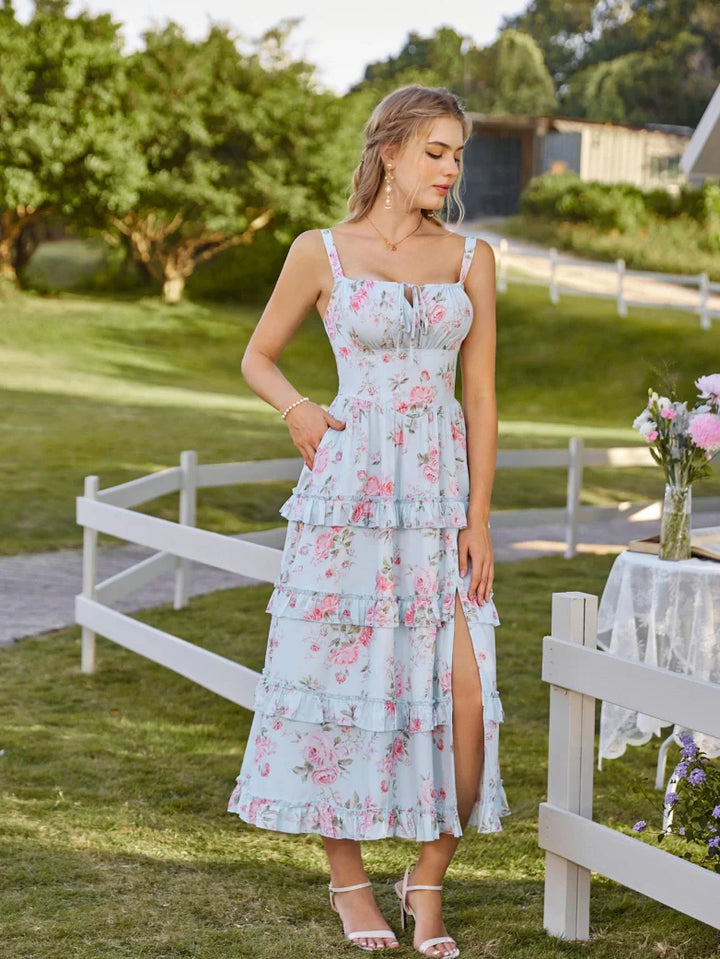 MADELEINE™ - Floral Front-Slit Pocket Dress