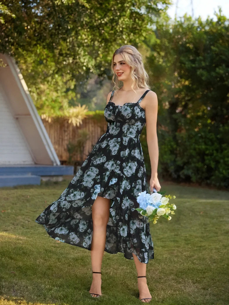 NADINE™ - Chiffon High-Low Wedding Guest Dress