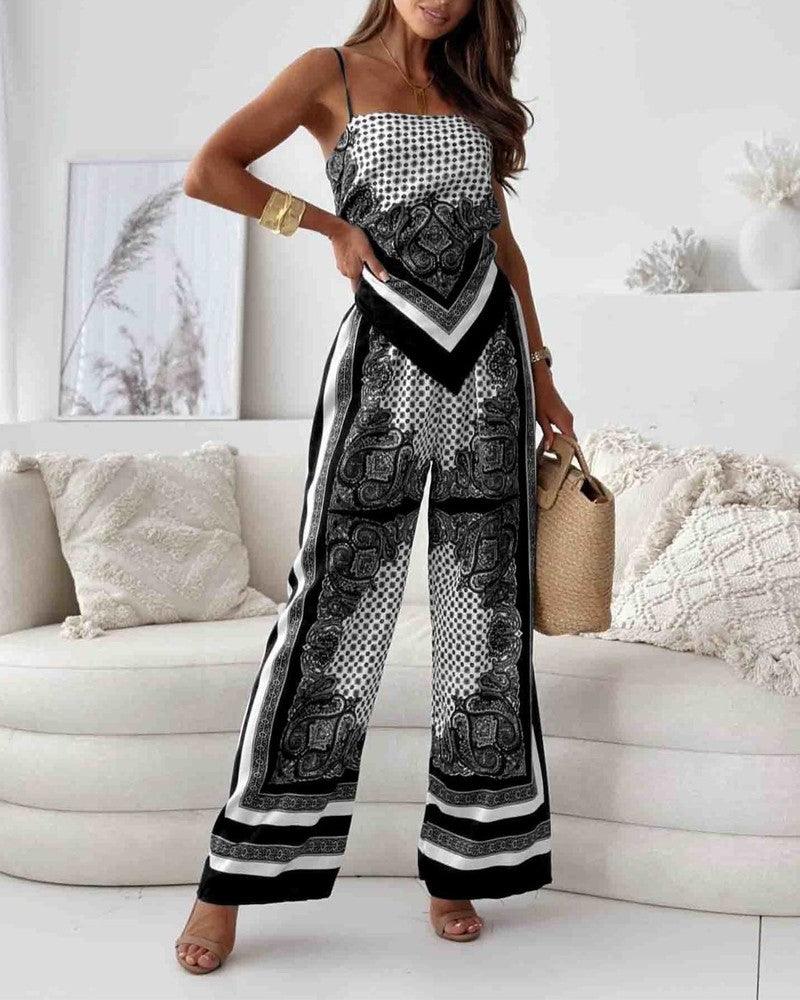 Ianthe™ - Vacation Ready Stylish Lace-Up Vest & Pants Two-Piece Set Dress
