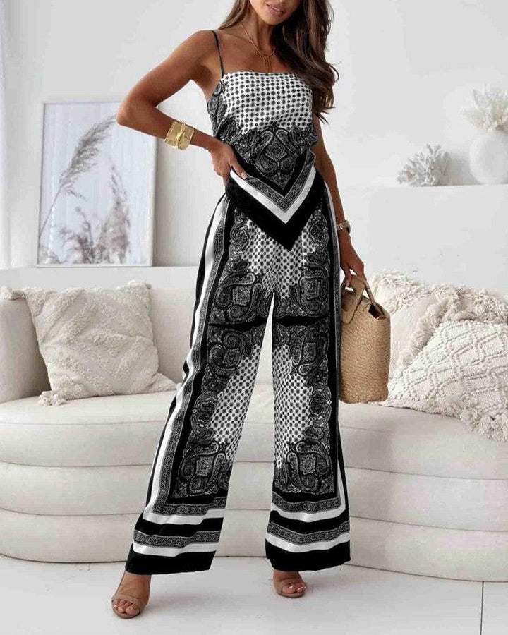 Ianthe™ - Vacation Ready Stylish Lace-Up Vest & Pants Two-Piece Set Dress