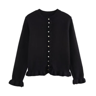 KIANA™ - Cozy Button-Up Cardigan with Lettuce Trim for Cold Weather