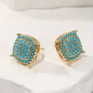 LUDIVINE - Turquoise Square Stud Earrings
