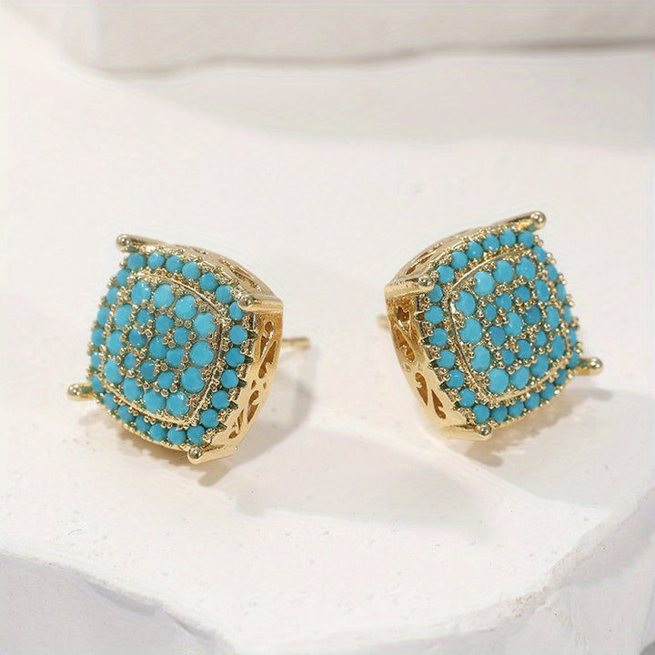 LUDIVINE - Turquoise Square Stud Earrings