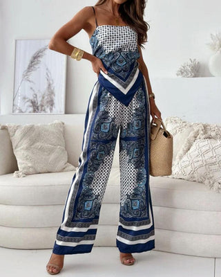 Ianthe™ - Vacation Ready Stylish Lace-Up Vest & Pants Two-Piece Set Dress