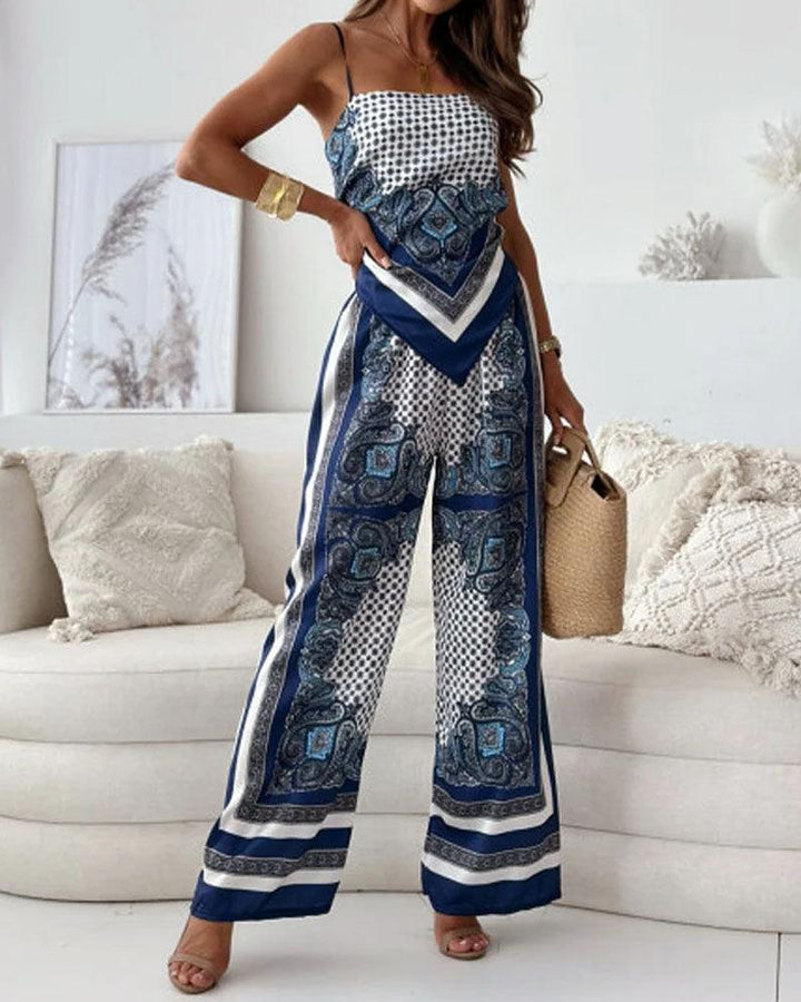Ianthe™ - Vacation Ready Stylish Lace-Up Vest & Pants Two-Piece Set Dress