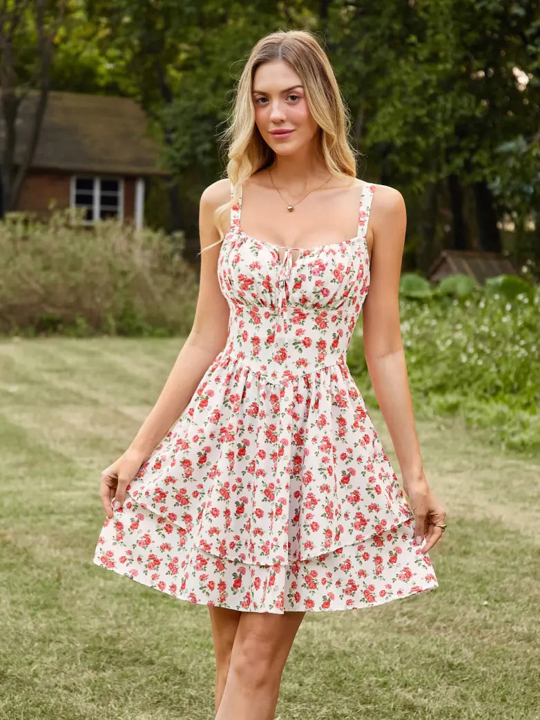 BERTHE™ - Summer Floral Puffy Corset Dress