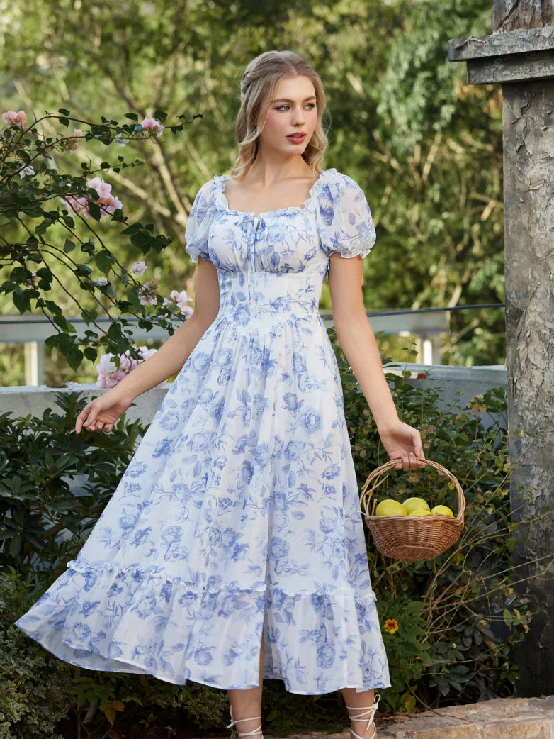 Valentine's Day Front Slit Chiffon Pockets Dress