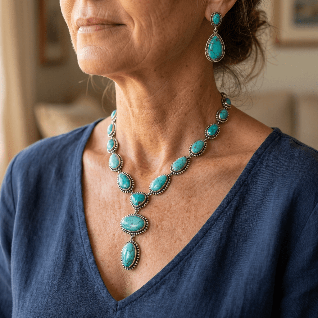 CONSTANCE - Turquoise Statement Necklace & Earrings