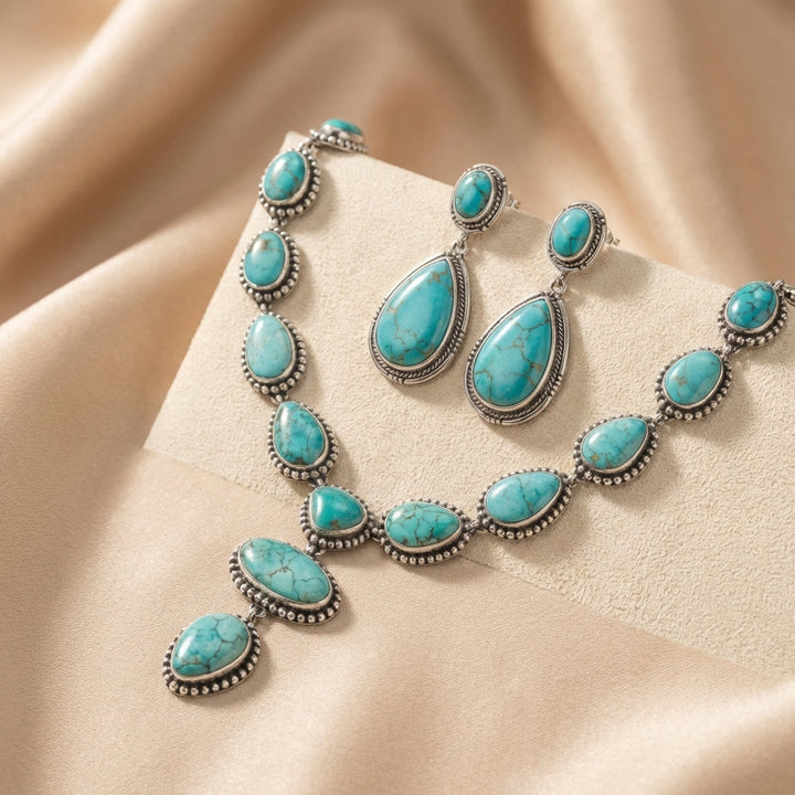 CONSTANCE - Turquoise Statement Necklace & Earrings