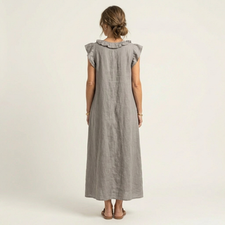 ELEONORE™ - Ruffle V-Neck Linen Maxi Dress