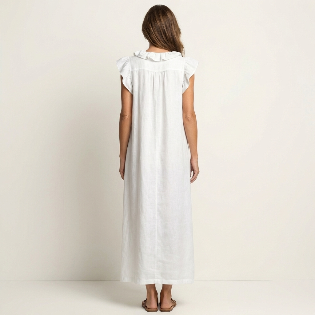 ELEONORE™ - Ruffle V-Neck Linen Maxi Dress