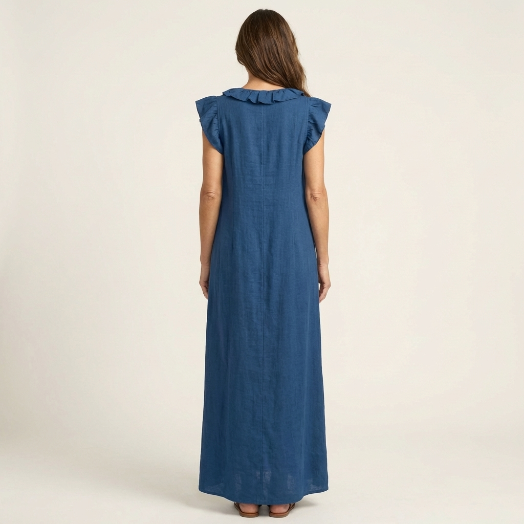 ELEONORE™ - Ruffle V-Neck Linen Maxi Dress