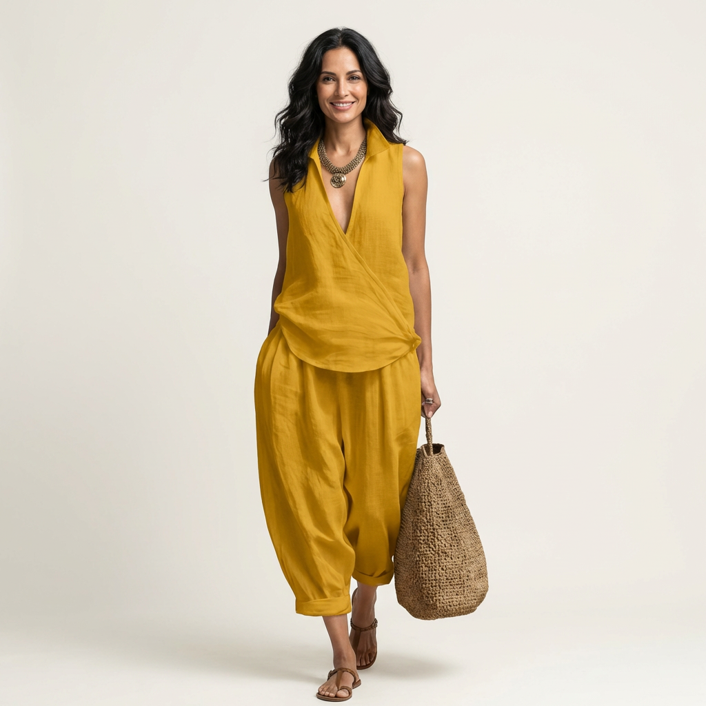 BLANDINE™ - Wrap-Top & Wide-Leg Set
