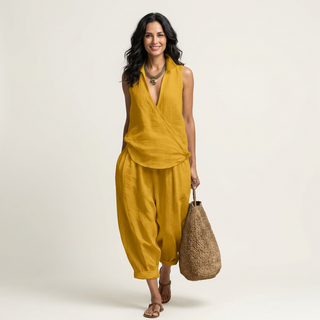 BLANDINE™ - Wrap-Top & Wide-Leg Set