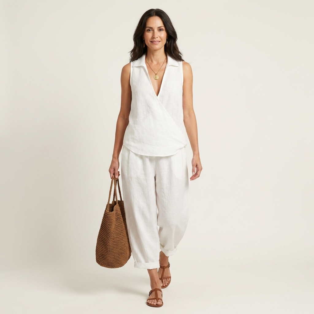 BLANDINE™ - Wrap-Top & Wide-Leg Set