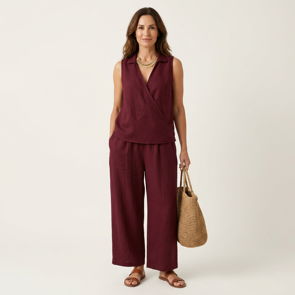 BLANDINE™ - Wrap-Top & Wide-Leg Set