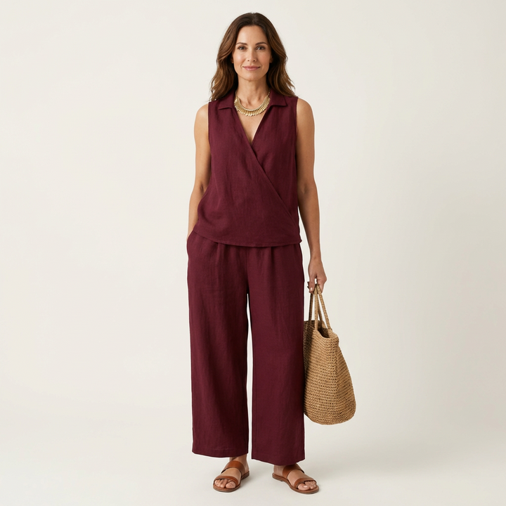 BLANDINE™ - Wrap-Top & Wide-Leg Set