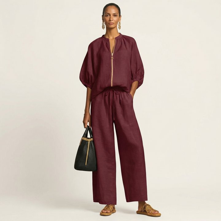 SIBYLLE™ - Zipper-Front Puff Sleeve Set