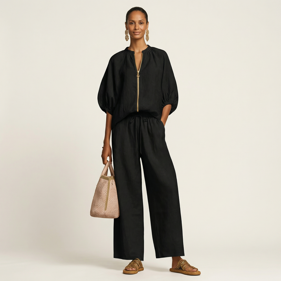 SIBYLLE™ - Zipper-Front Puff Sleeve Set