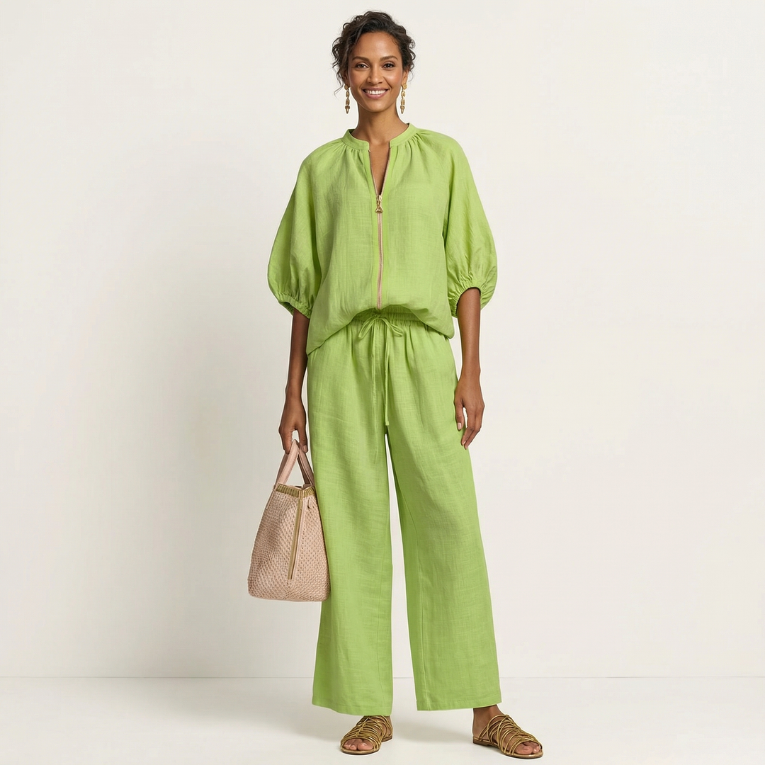 SIBYLLE™ - Zipper-Front Puff Sleeve Set
